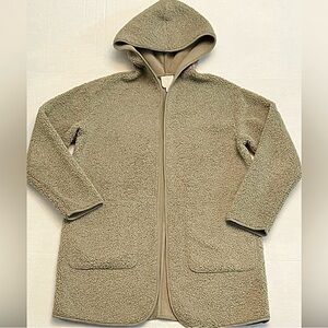 JOIE TEDDY SHERPA HOODED JACKET SWEATER FRONT POCKETS SIZE SMALL
